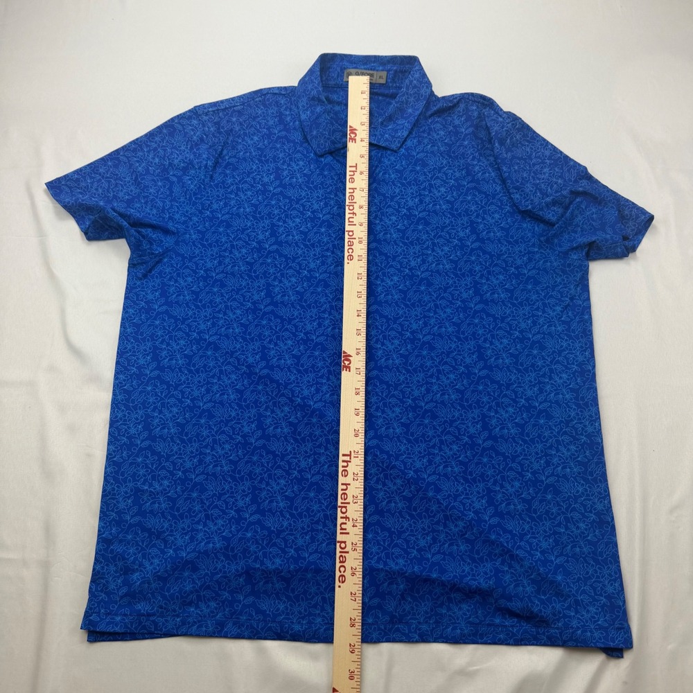 G/FORE Polo Shirt Mens XL Blue Floral Print Performance Golf Short Sleeve - Picture 6 of 9